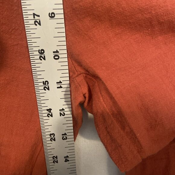 Orange Linen Blend High Rise Drawstring Wide Leg Crop Pants Sz Small - Picture 4 of 6